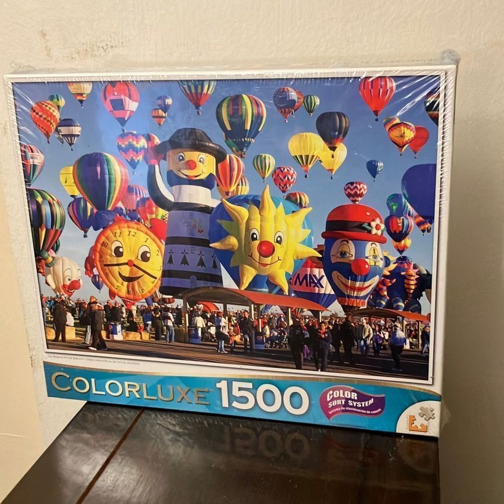 Colorluxe 1500 Color Sort System Jigsaw Puzzle NEW SEALED Fun Shaped Hot Air Bal